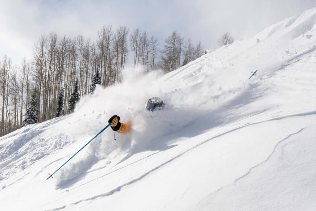 Skier stuck in snow