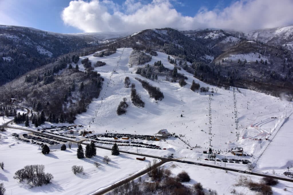 Aerial view of Nordic Valley Ski Resort