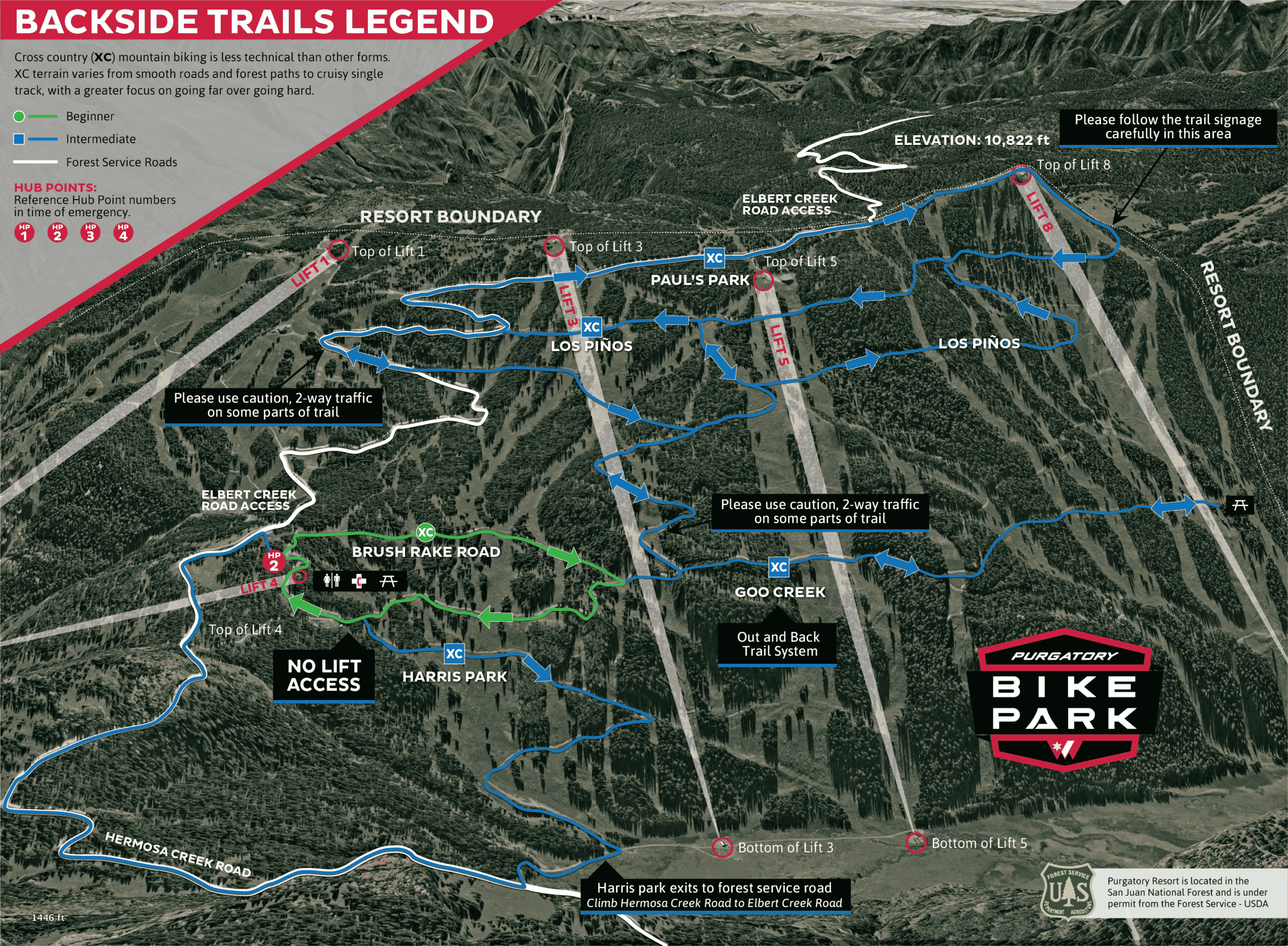 Backside summer Purgatorybike park trail map