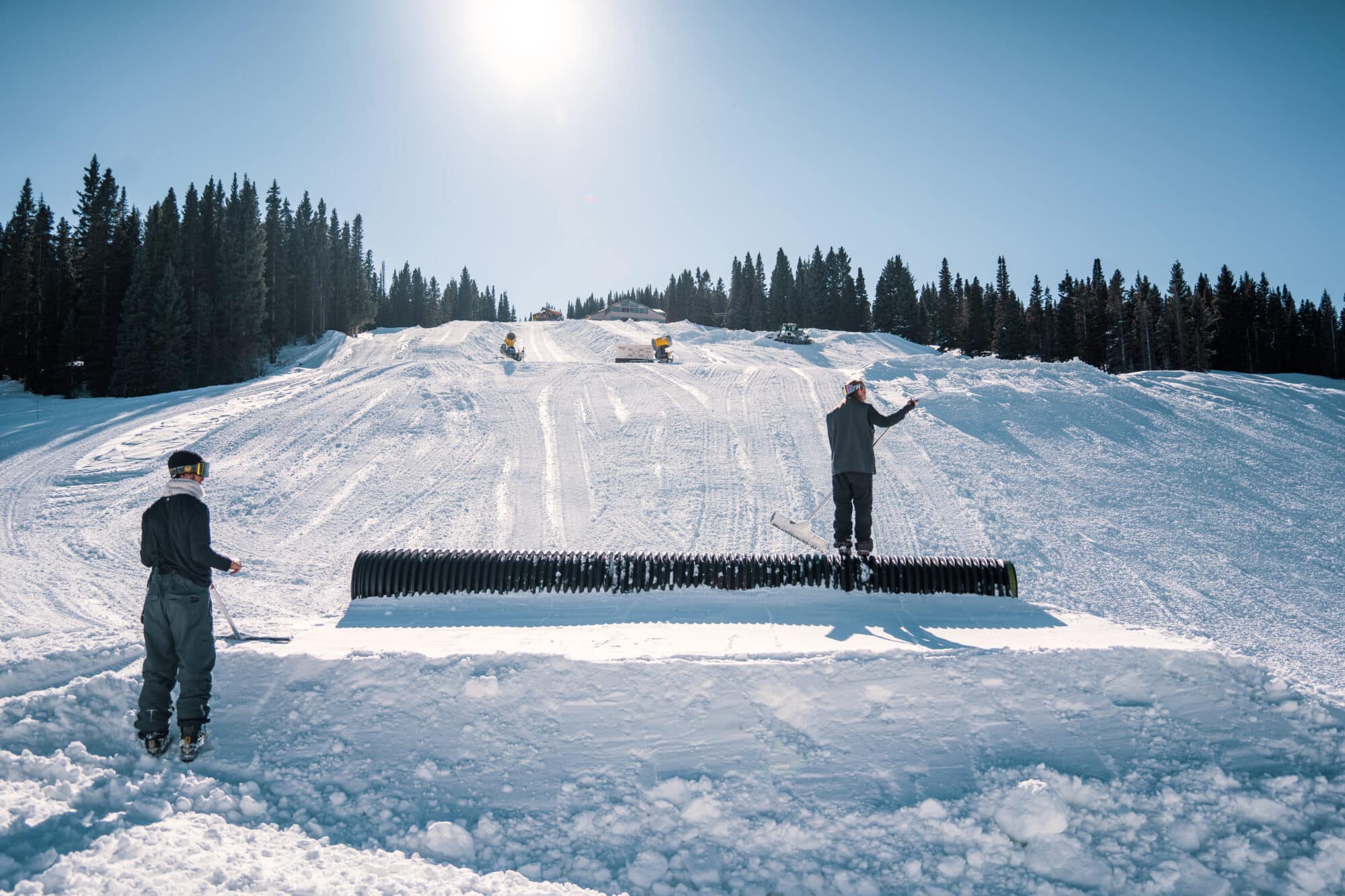 Purgatory Parks Crew works together to build the Pitchfork park