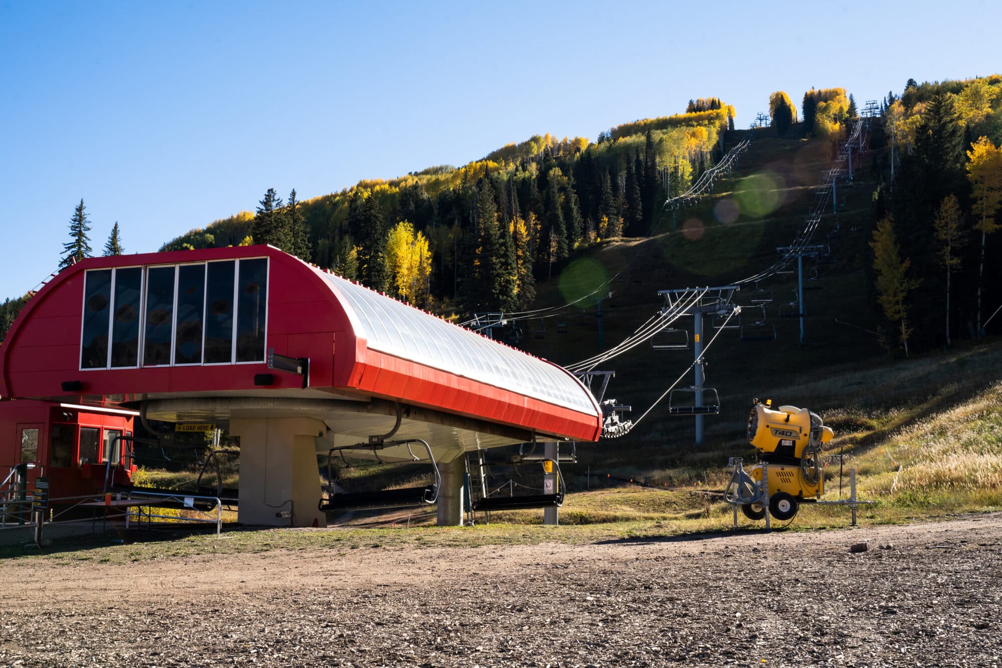 The Purgatory Express lift during peak fall colors