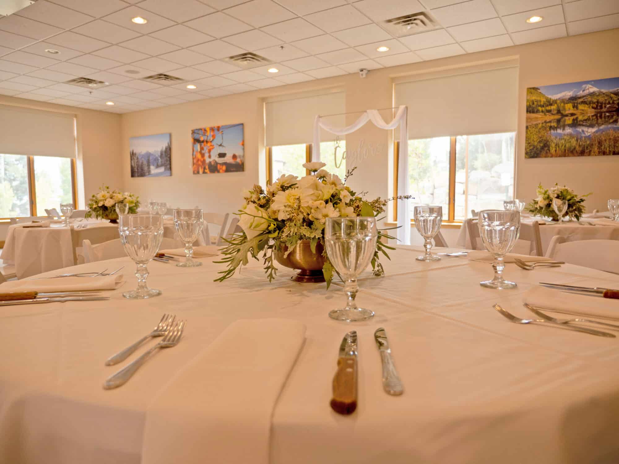 Wedding table setting at Durango Mountain Institute