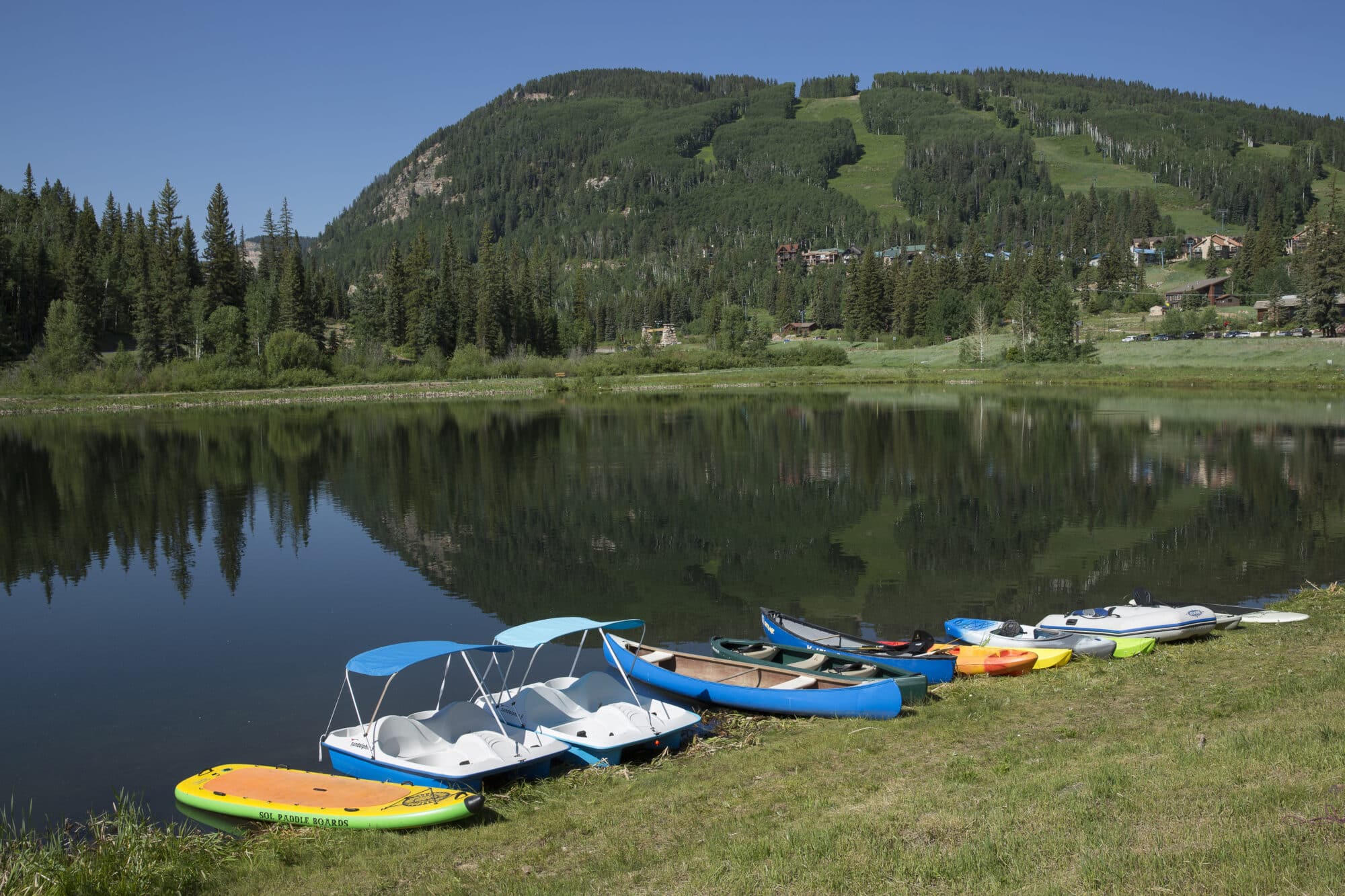 Variety of boat and board options at Twilight Lake