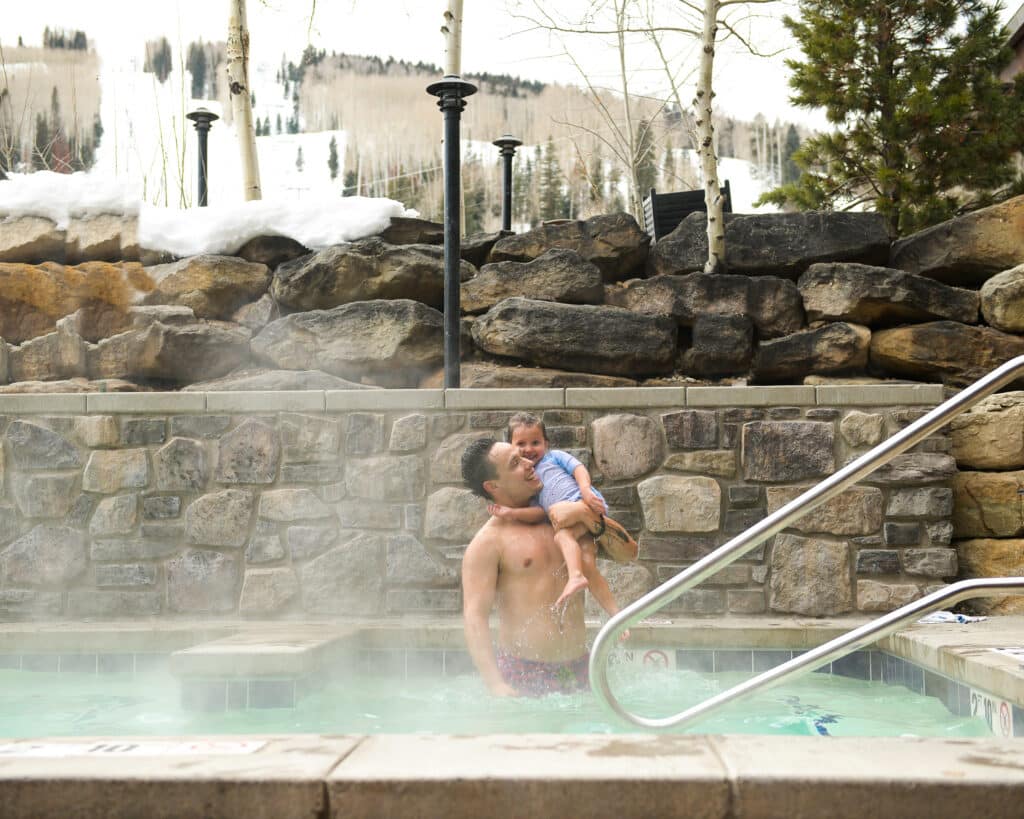 Family in a hot tub