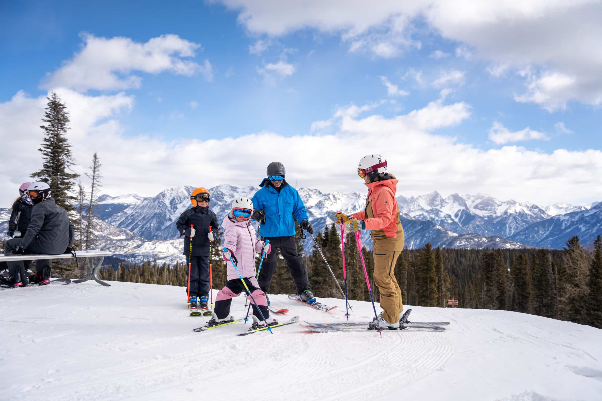 Family standing at the top of lift 8
