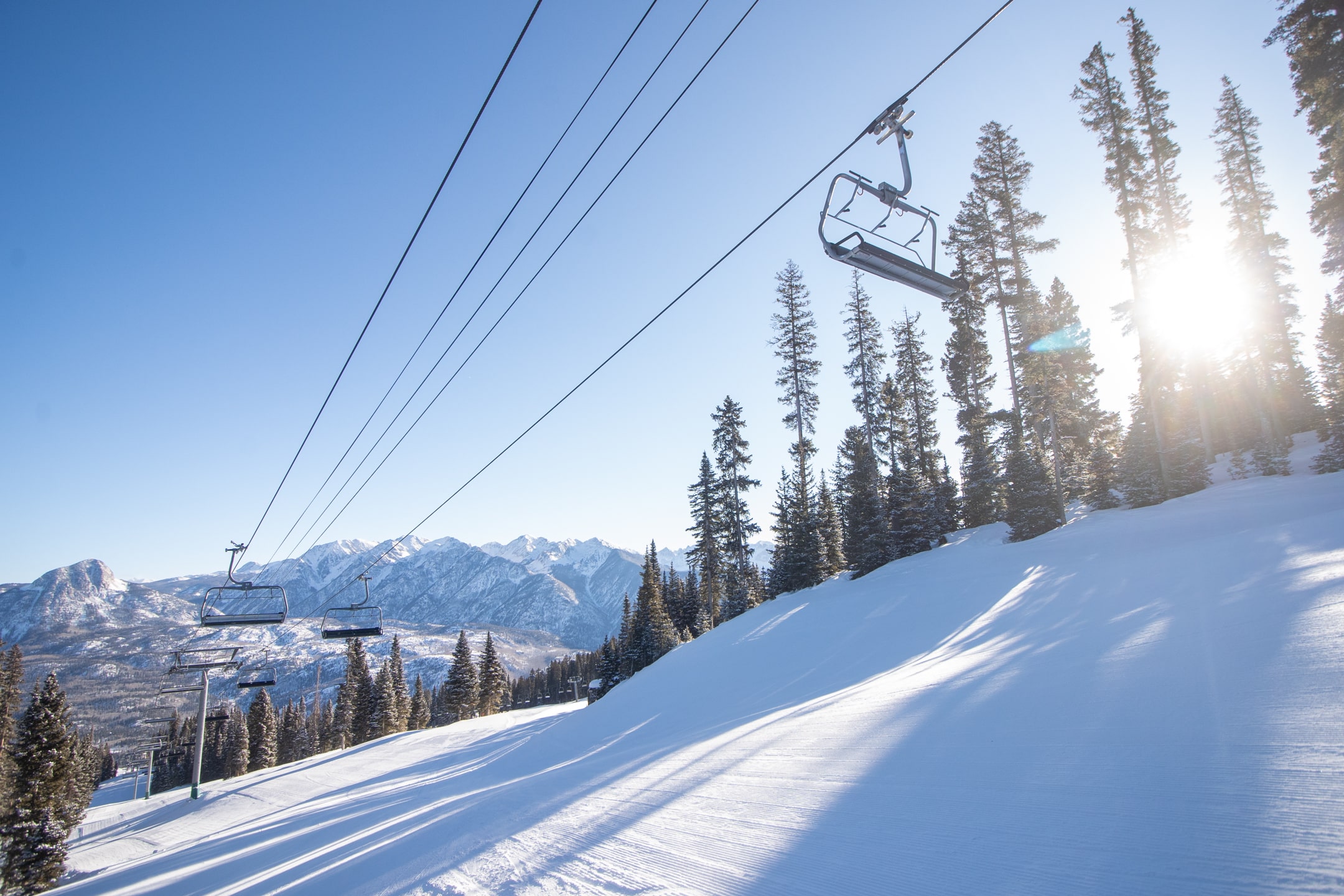 Bluebird day photo of lift one