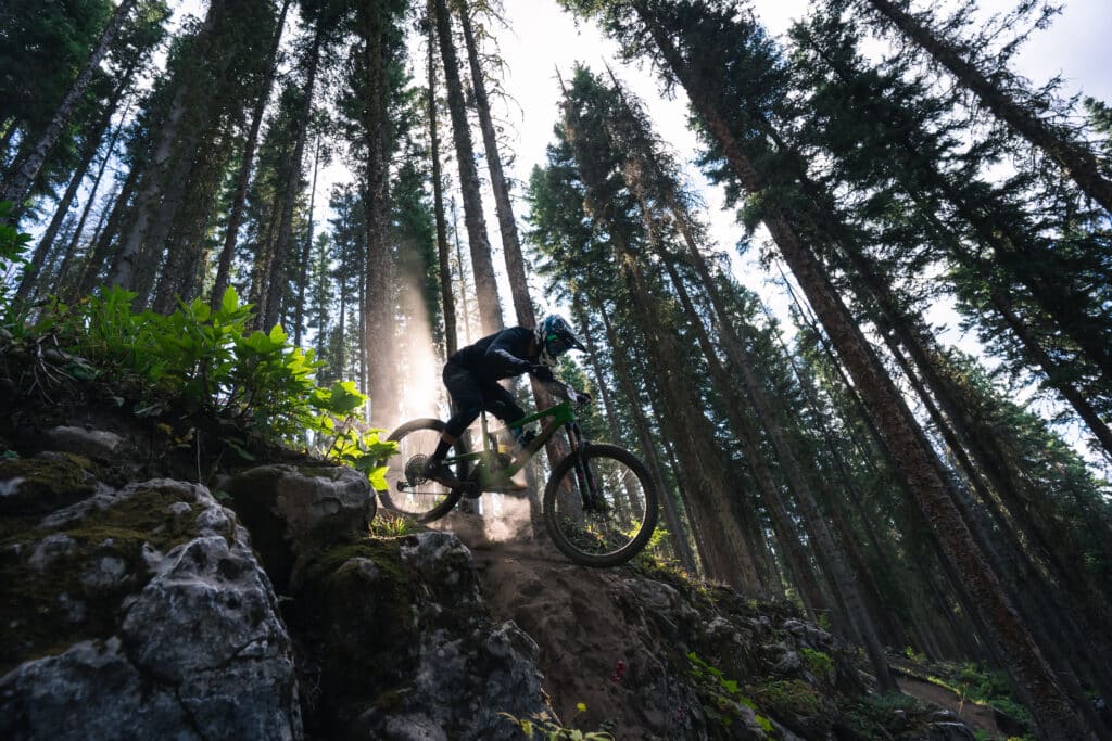 biker riding downhill