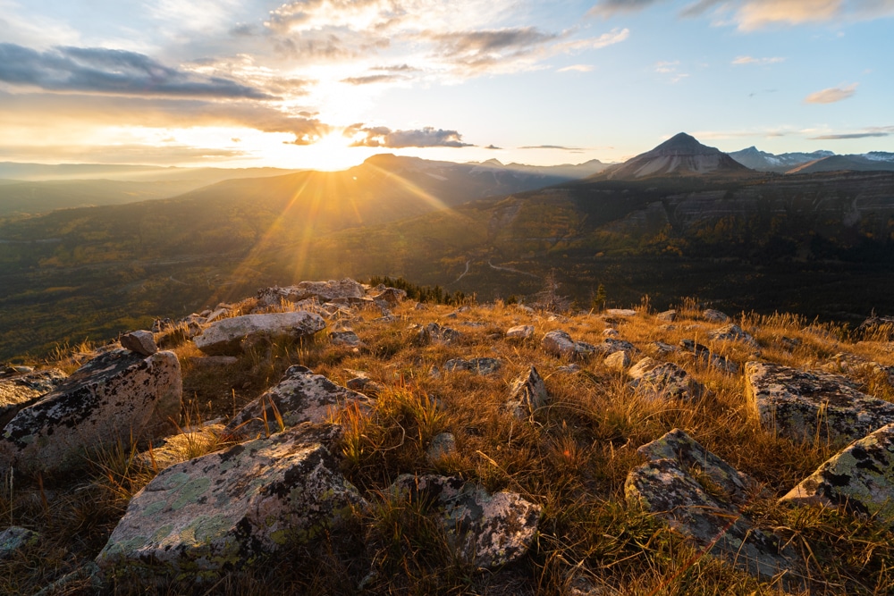 sunset on top of mountain