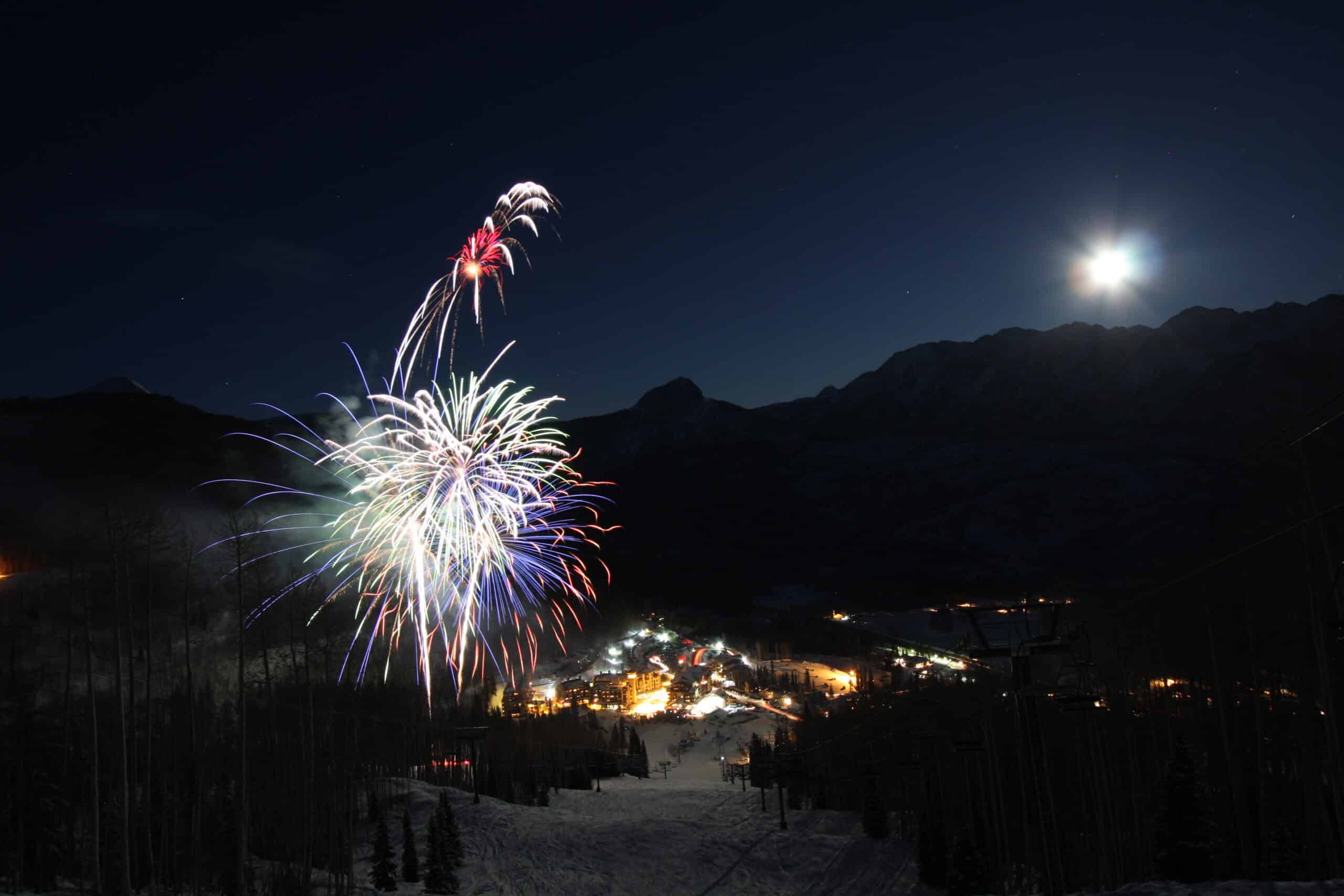 Firework display view from the top of the mountain