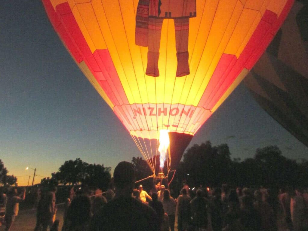 Balloon glowing at sunset