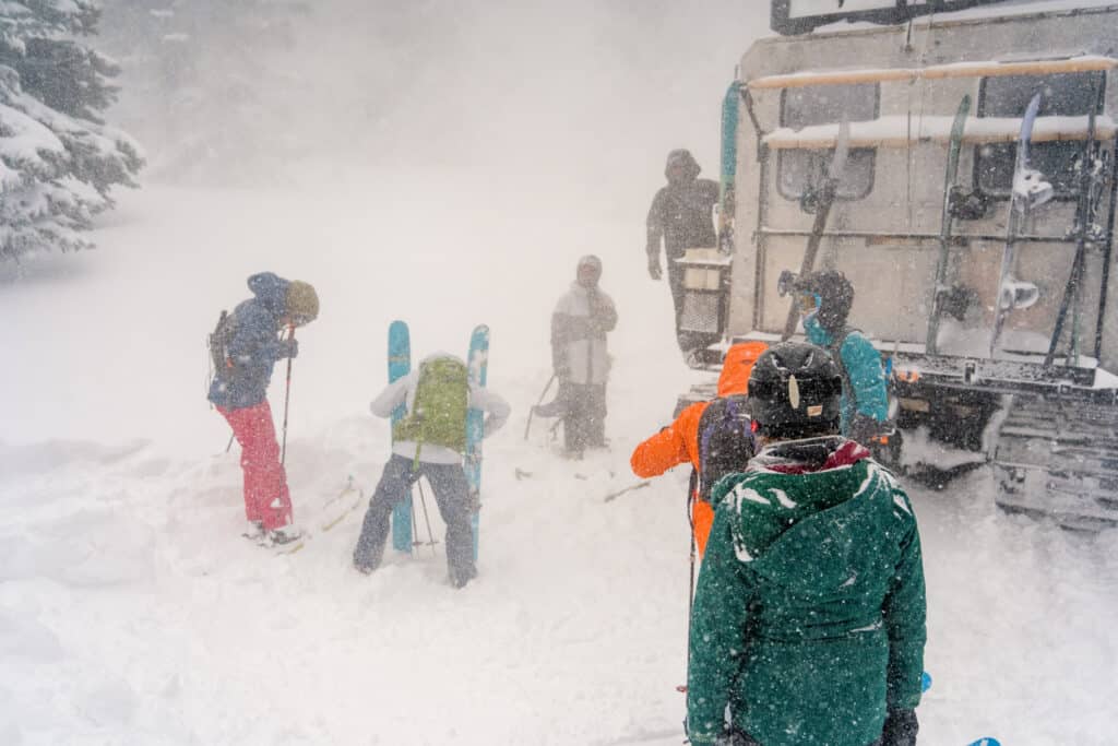 A group getting ready for their powder filled run