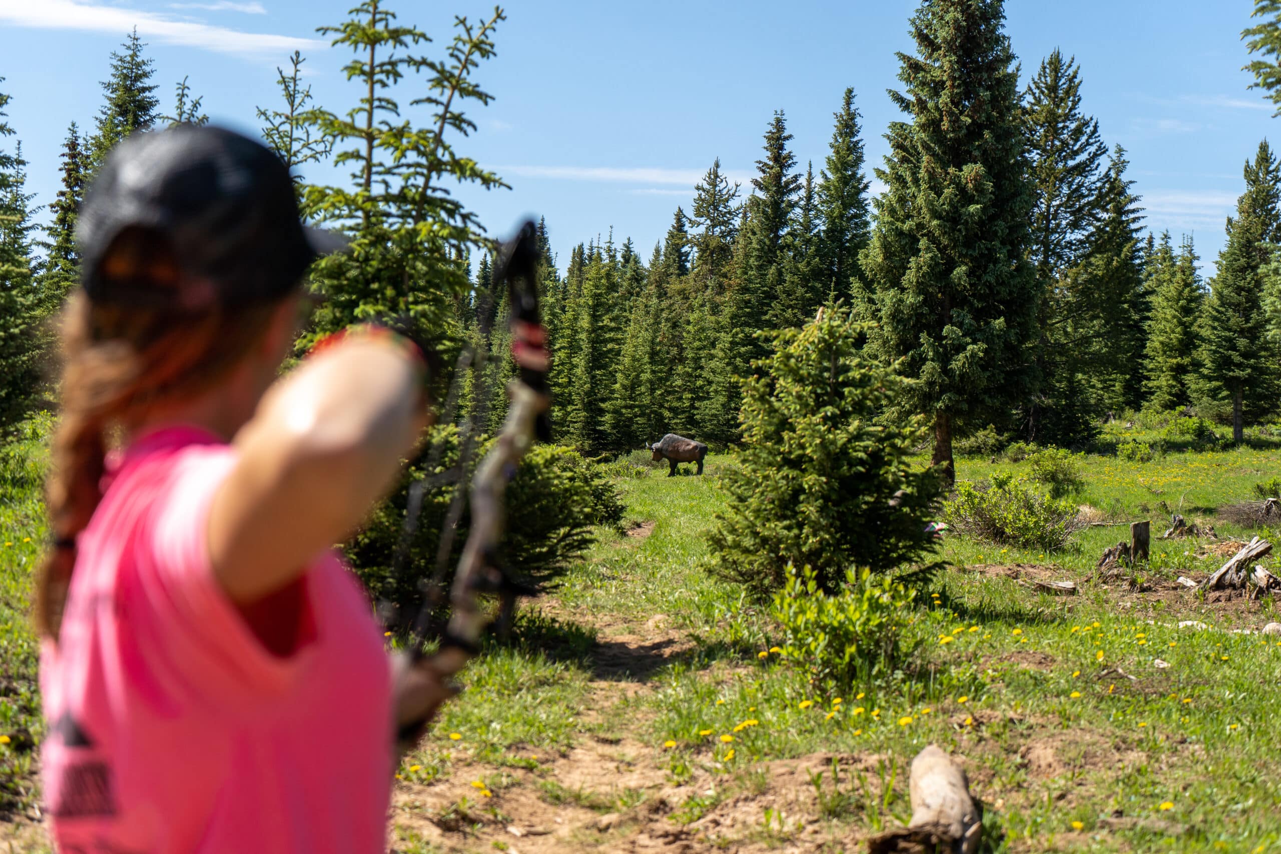 women participating in mountain archery event