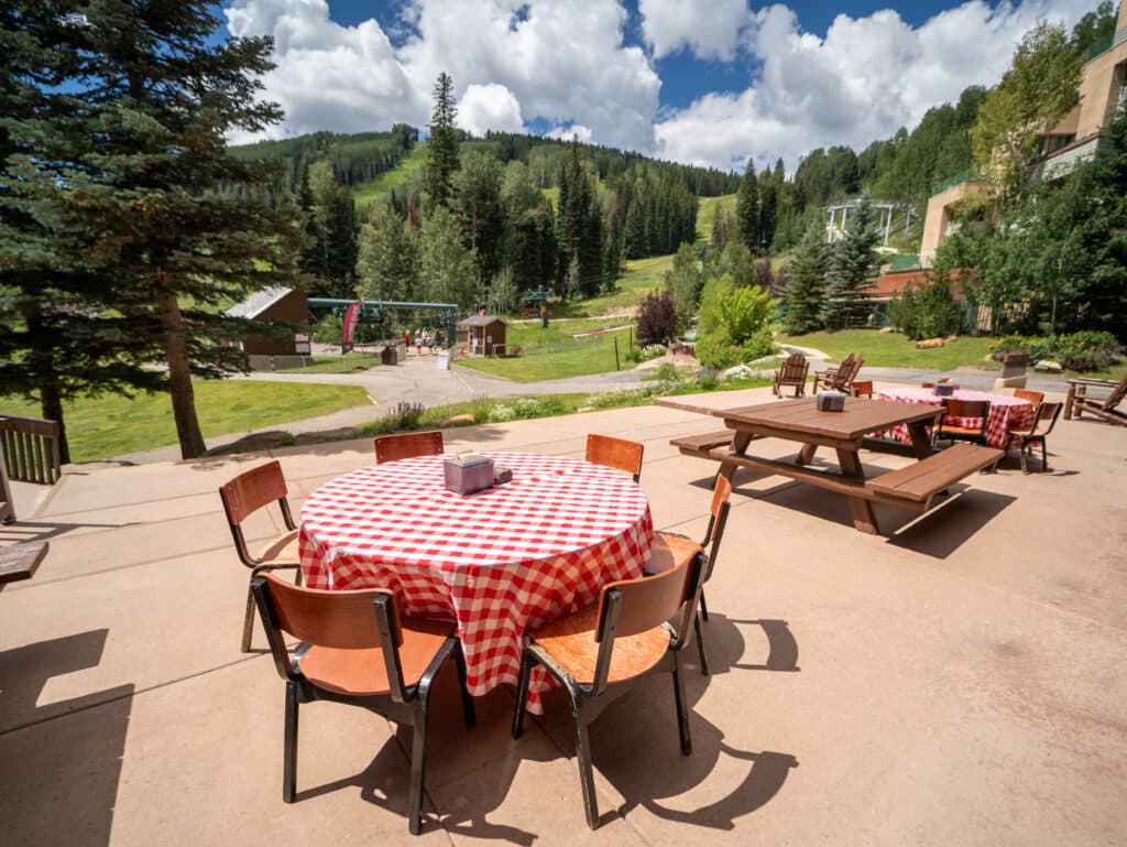 Picnic tables on Hoody's Patio