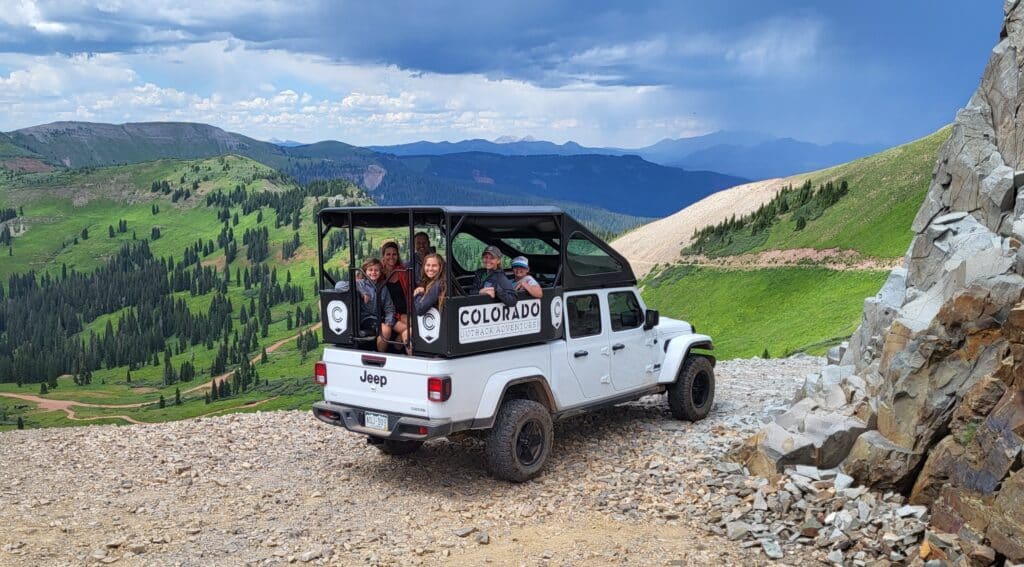 A family goes on a scenic jeep tour with Colorado Outback Adventures