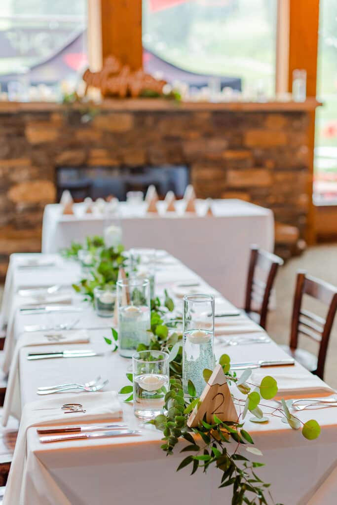 A table set for a wedding party in Purgy's