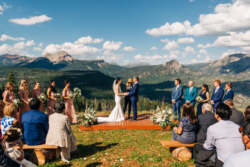 a wedding ceremony in the mountains