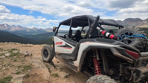 Colorado Outback Adventures UTV/RZR rental parked at a scenic overlook