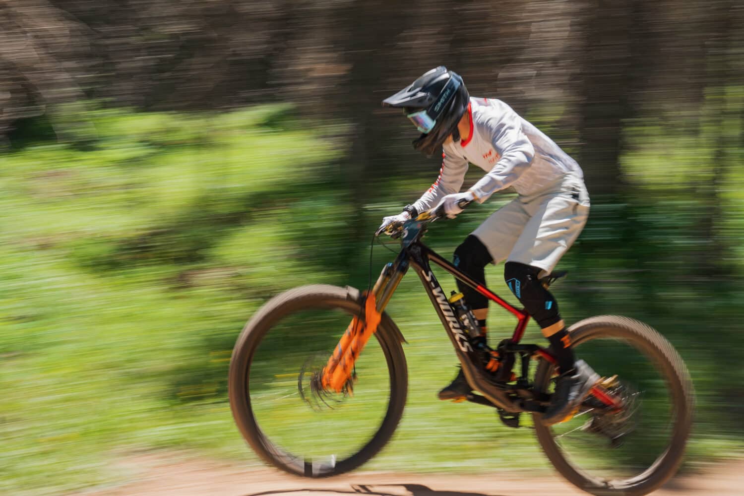 mountain biker riding fast