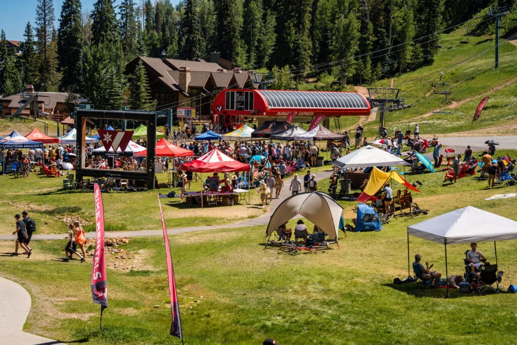 People on the base area at Summer brew