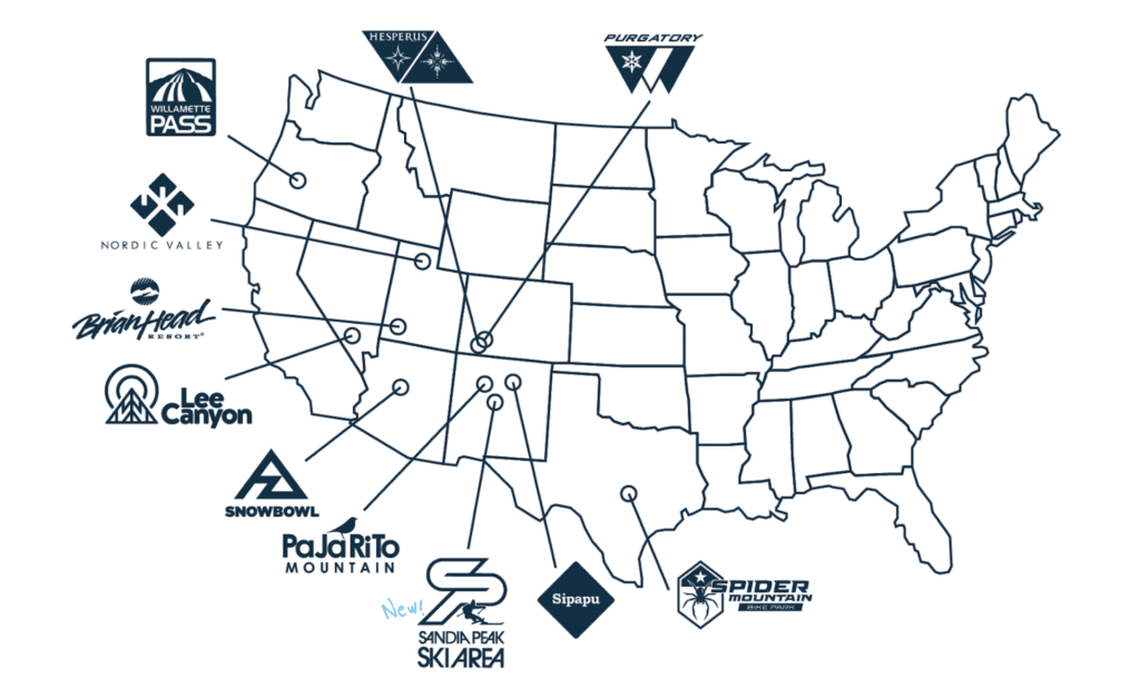 map of the Power Pass resorts