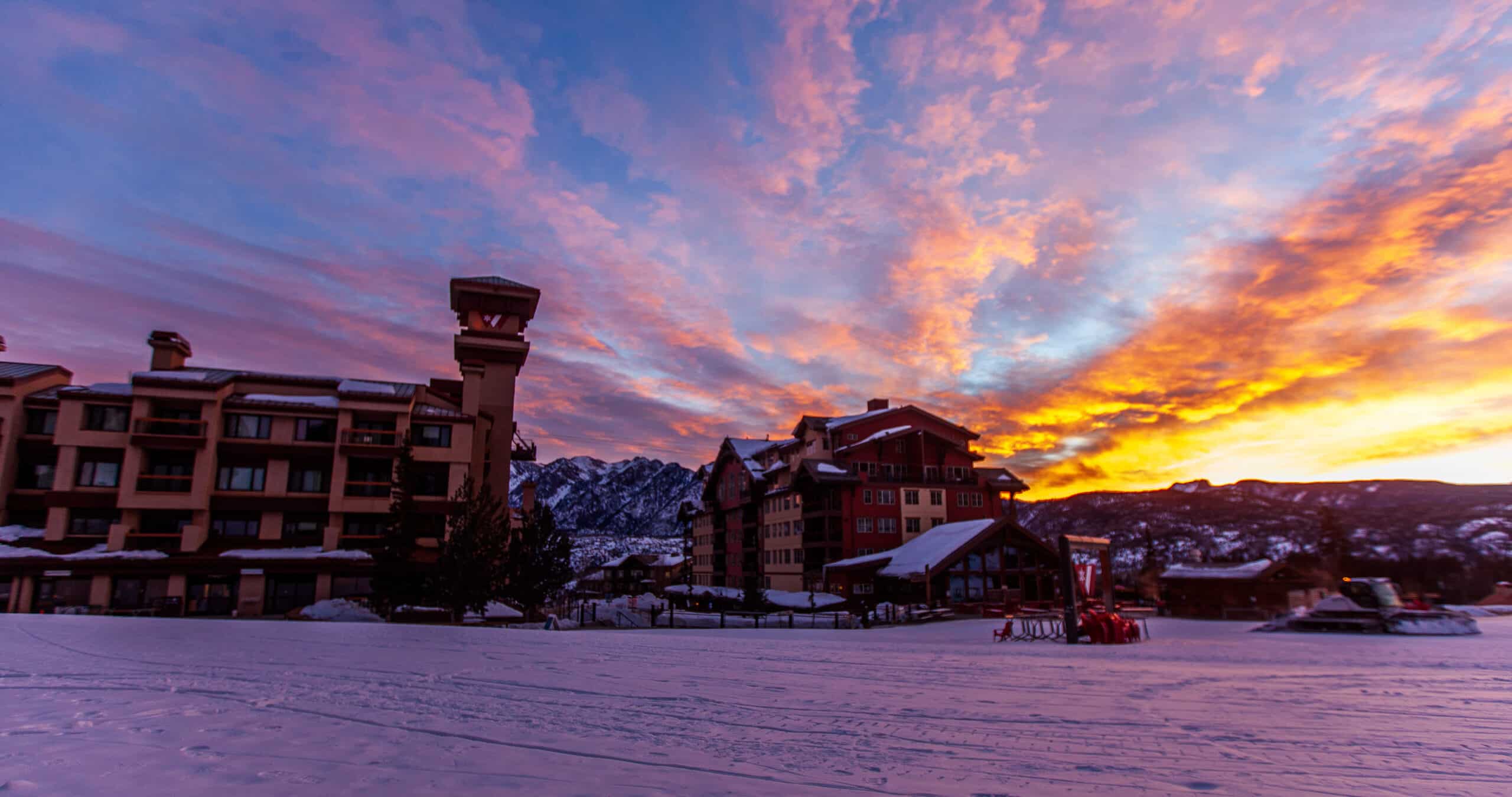 Purgtory lodge at sunset