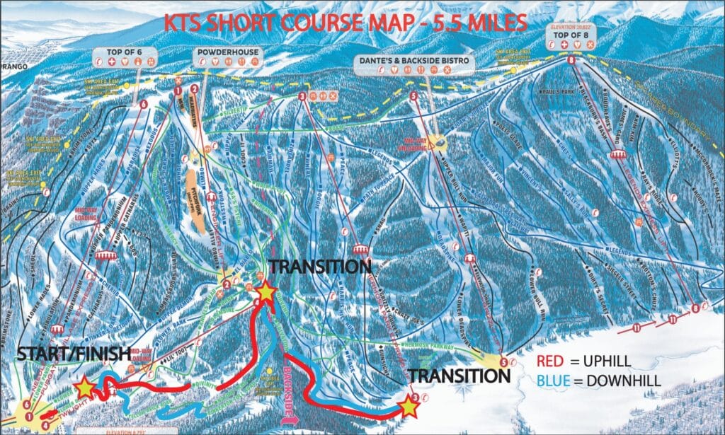 5.5 miles Know the Snow SKimo race map