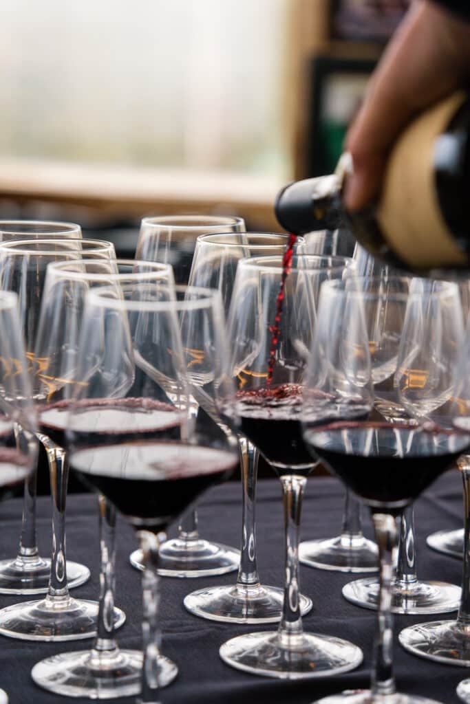 wine pouring into glasses