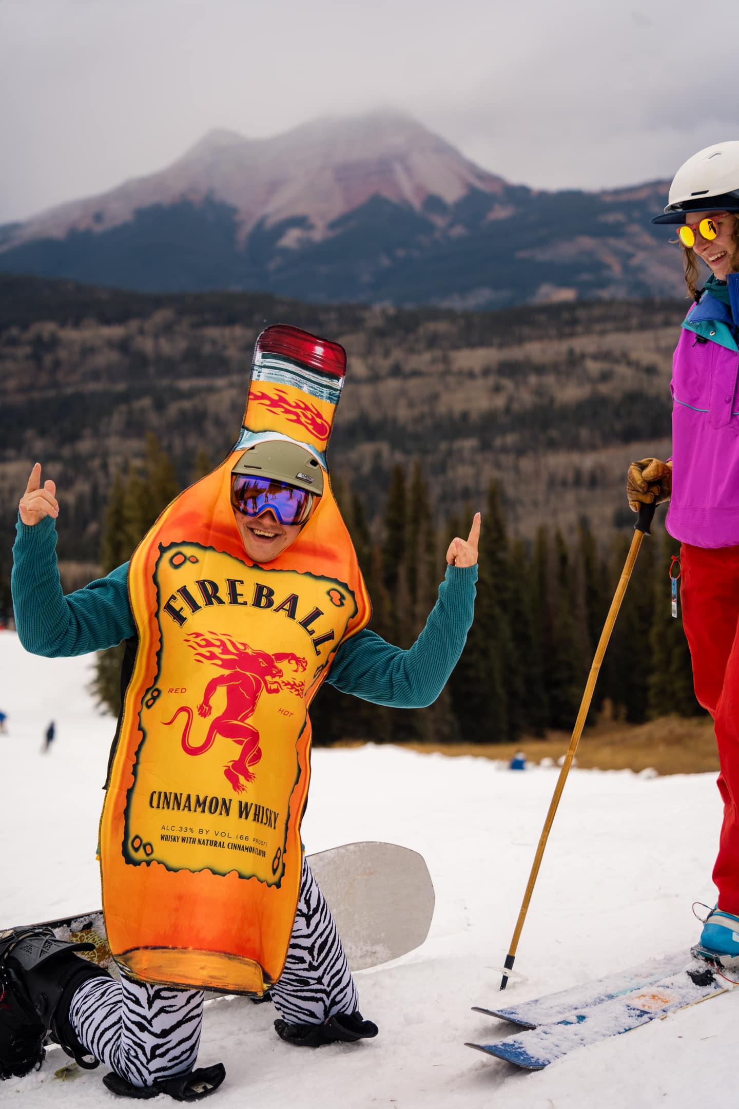 fireball costume on the slopes