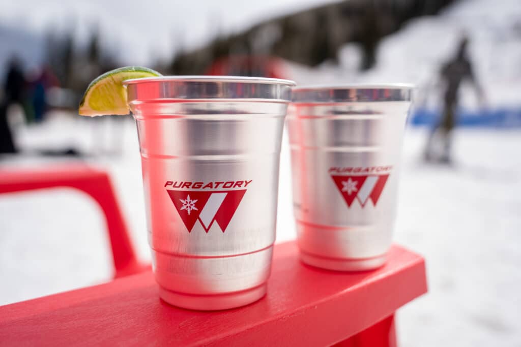 Purg cup on a red beach chair
