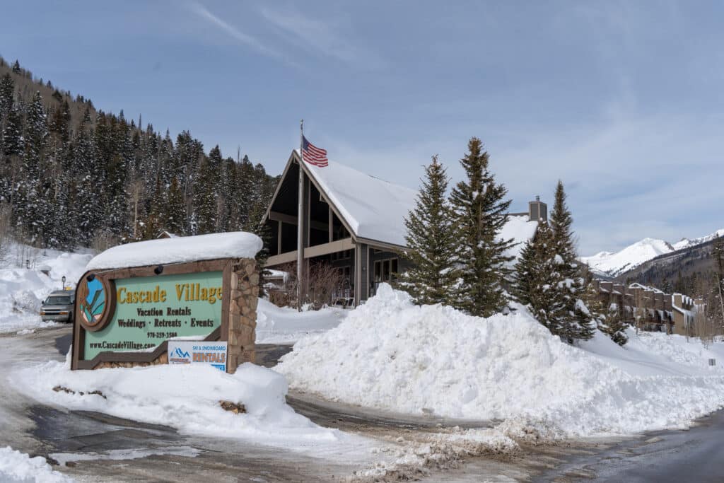 Cascade Village covered in snow