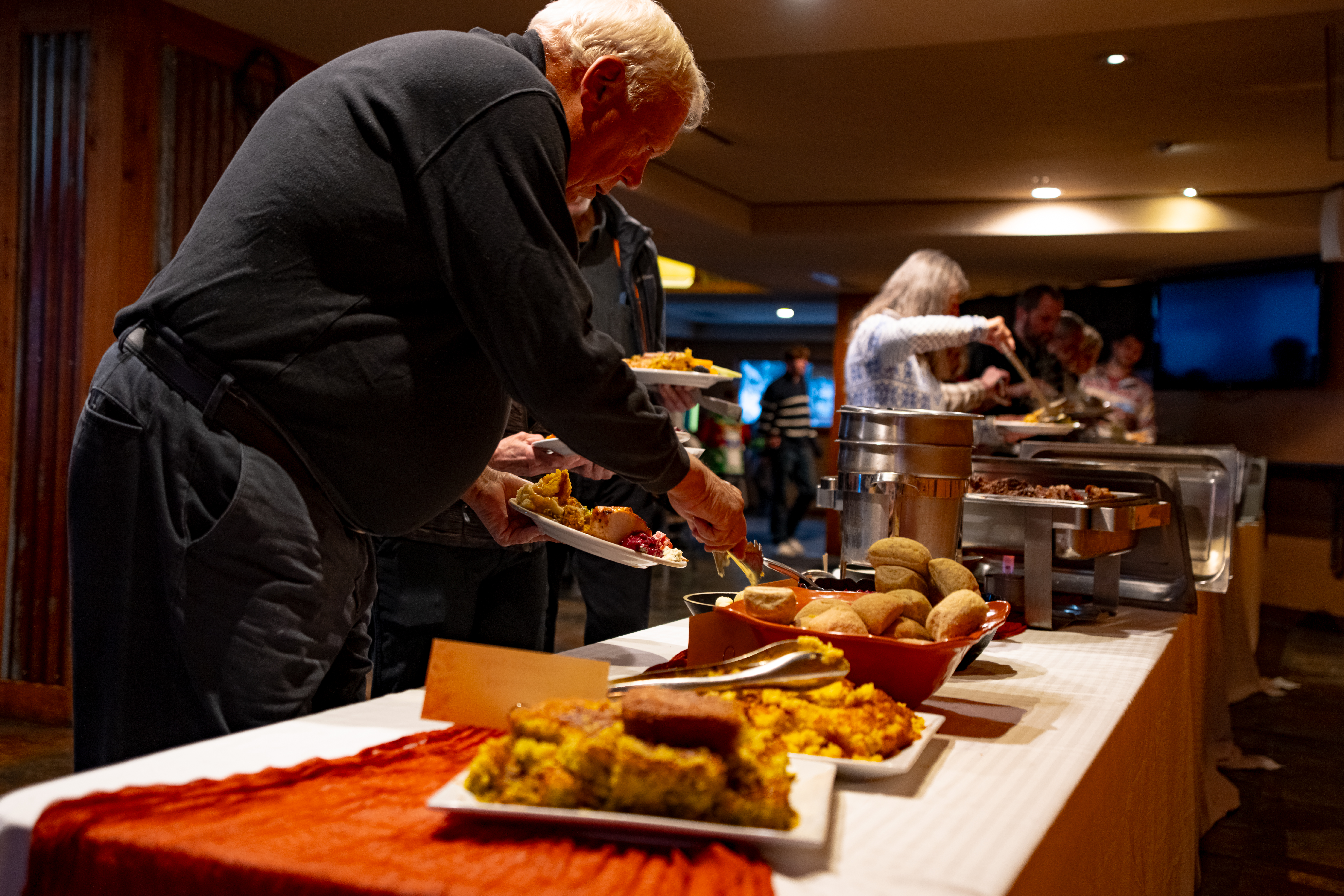 Gentleman enjoying a buffet at Purgy's