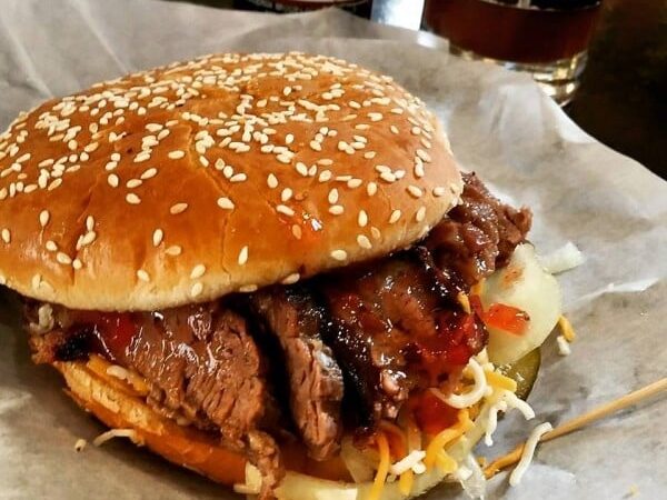 Brisket sandwich from Serious Texas BBQ in Durango, CO
