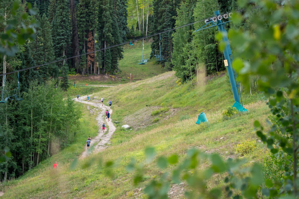 Runners race up trails at Purgatory Resort in the summer