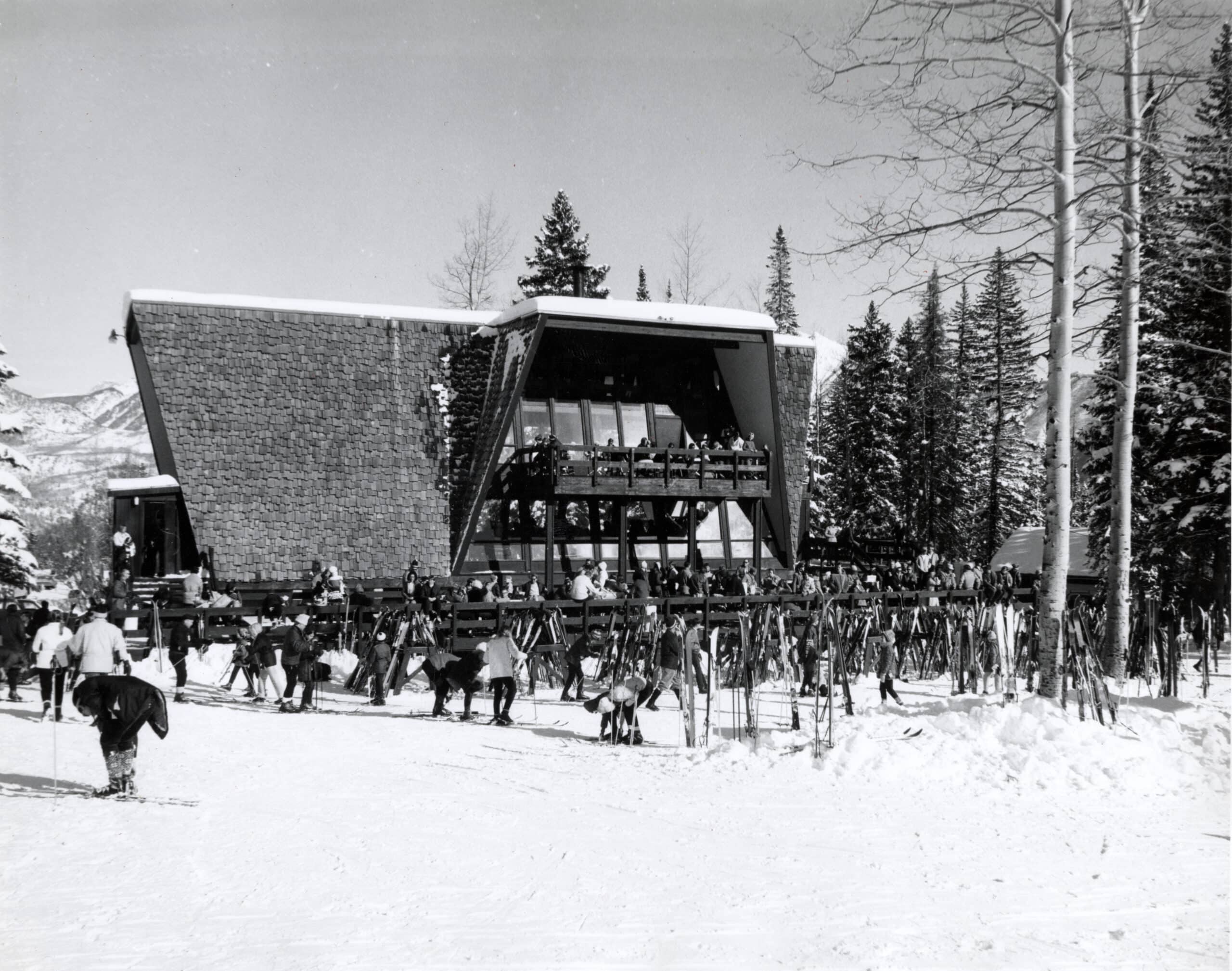 Historic image of the old base lodge at Purgatory Resort