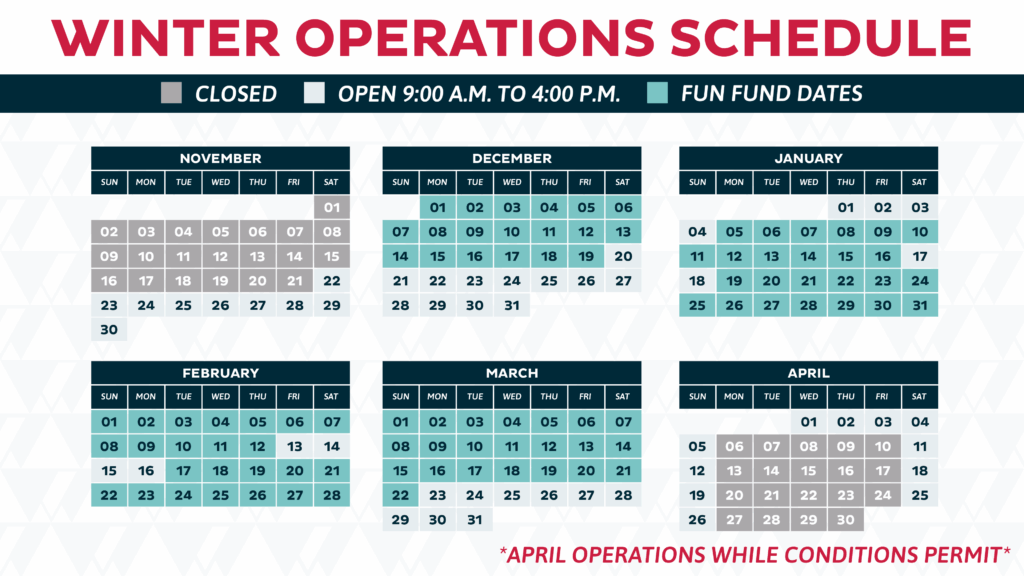 Winter 25/26 operating schedule