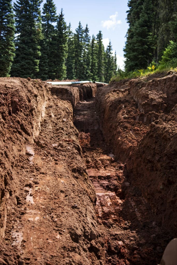 Trenches for snowmaking lines are being built at Purgatory Resort