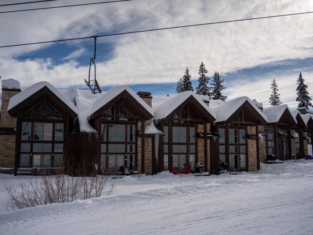 Elkpoint slope side townhomes in the winter