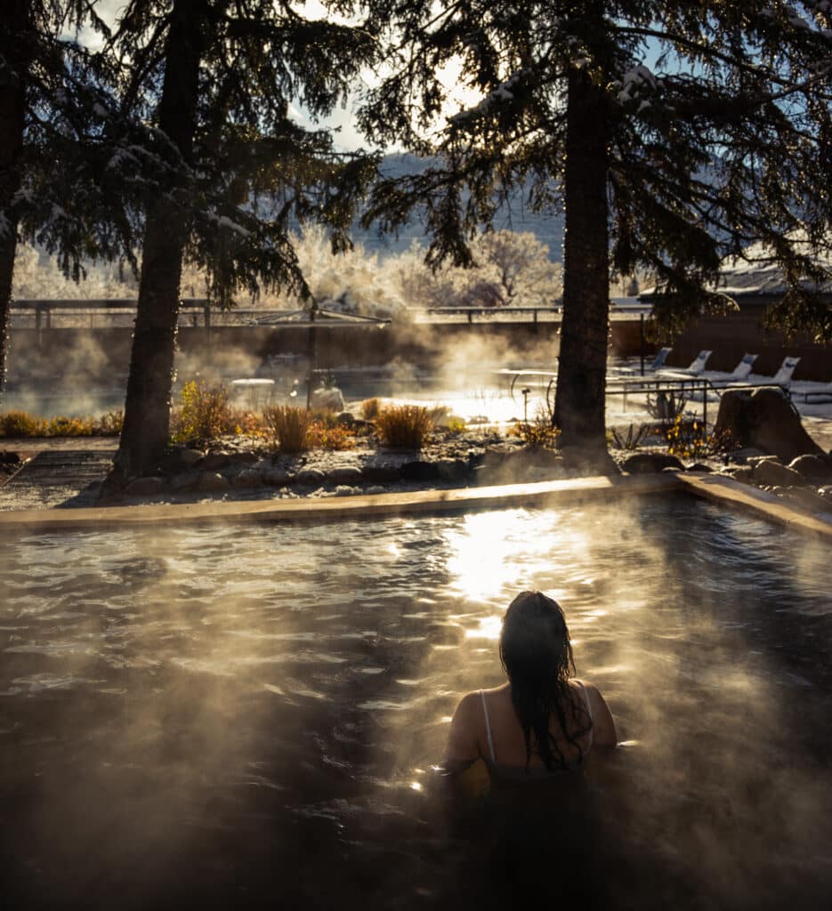 Hot springs during sunset