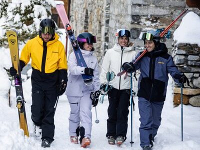 Skier with rossignol gear head to the slopes