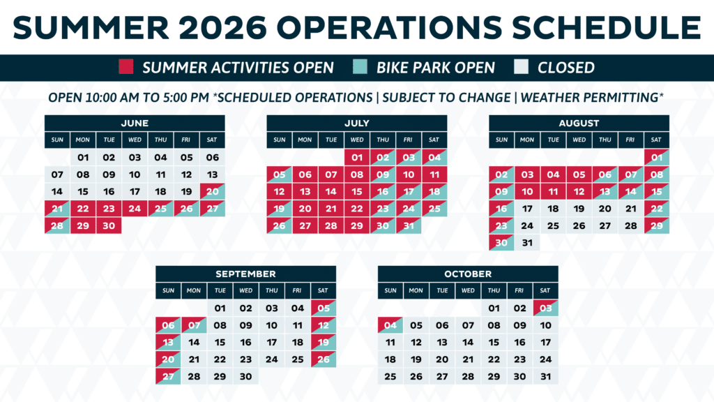 Summer 2026 Scheduled Operating Calendar